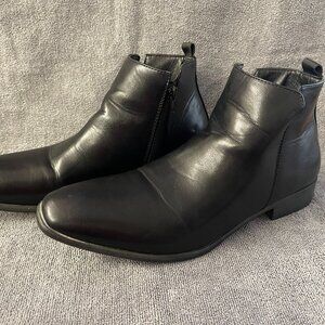 Women's Black Leather Ankle Boots Size 41 (W8) 3/4" Heel SQ Toe XLNT Condition!